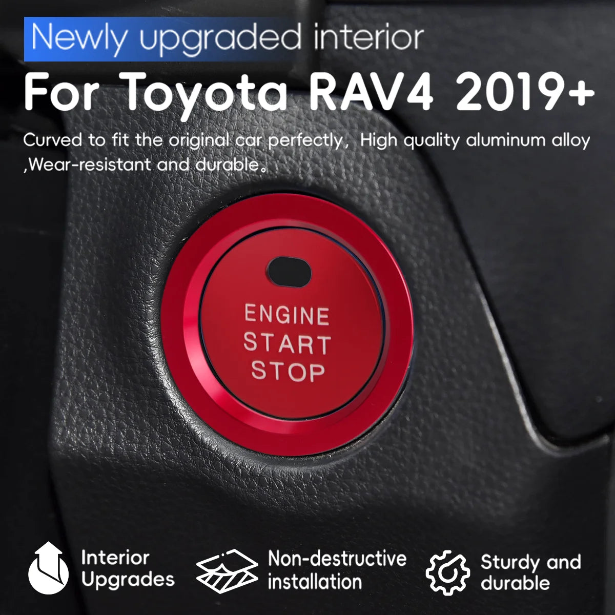 Car Engine Start Stop Button Trim Cover For Toyota RAV4 2019-2025 Center Console Air Conditioning Knob Rings Volume Switch Cover