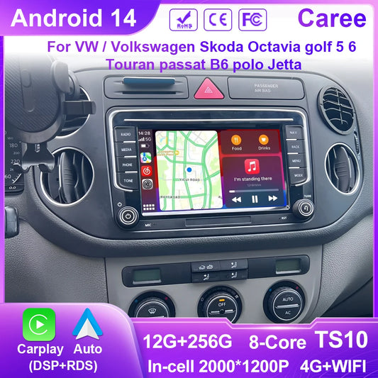 Car Stereo with Apple CarPlay & Android Auto, Compatible with VW Golf 5 6, Skoda Octavia, Passat B6, Polo & Jetta
