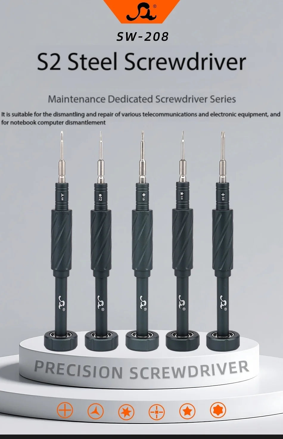 S2 Steel Precision Screwdriver Aluminum Alloy Non Slip Handle Magnetic Tip 360 Noise Reduction Bearing for iPhone Samsung Repair