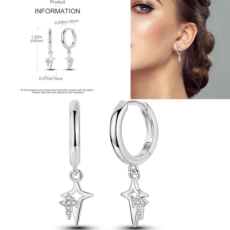 Sparkling Gold Woman Hoop Earrings 925 Sterling Silver Butterfly Colored Zirconium Earrings for Women Jewelry Anniversary Gift