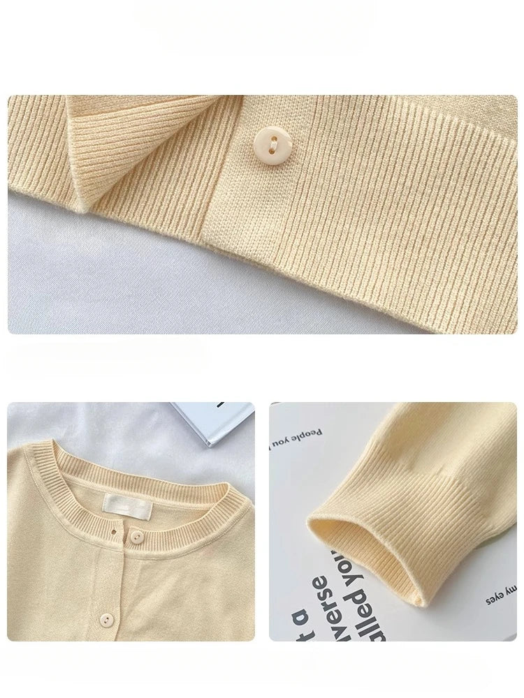 Women's slim button cardigan, crew neck knit — view 4 of 20