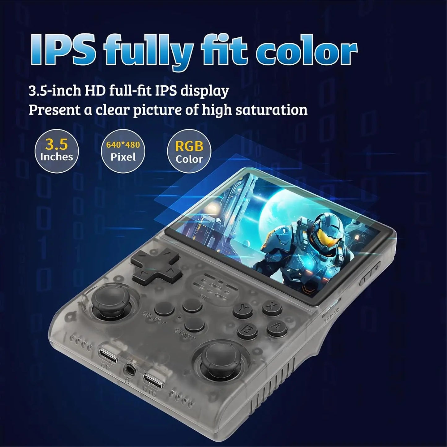 R40s pro Retro Game Console 3.5'' IPS Screen Arkos Auex Linux System 256GB 30000+ Games Portable Video Handheld Game Console