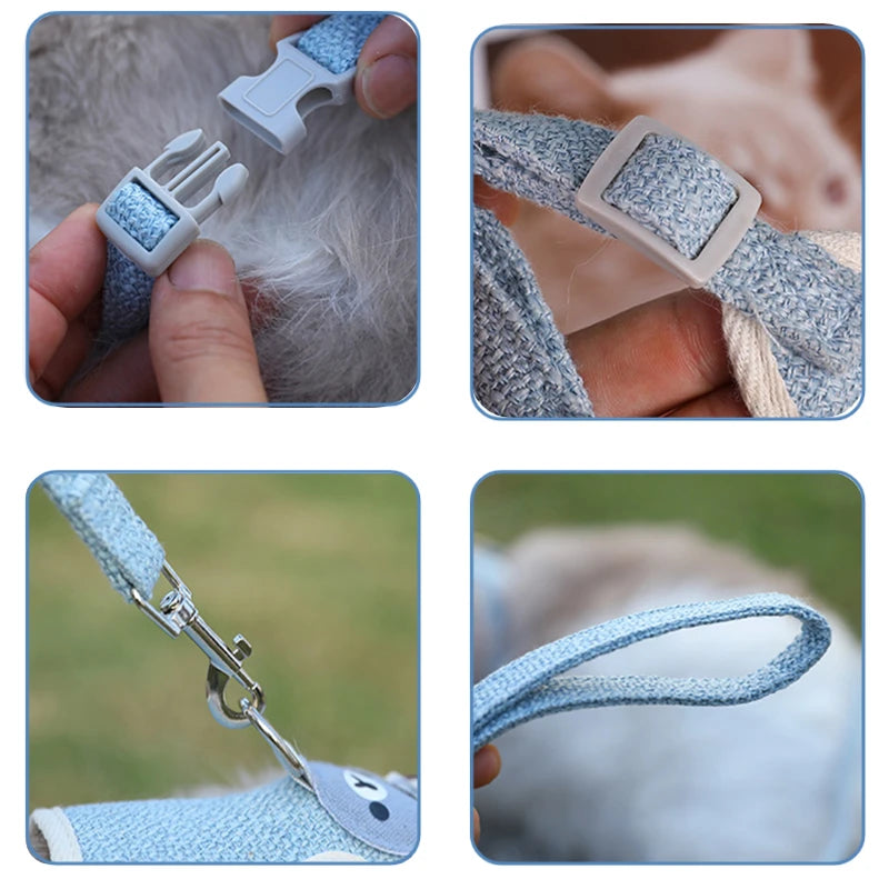 Cat Dog Harness with Lead Leash Adjustable Vest Mesh Breathable Adjustable Chest Harness Outdoor Walking Cat Pet Supplies