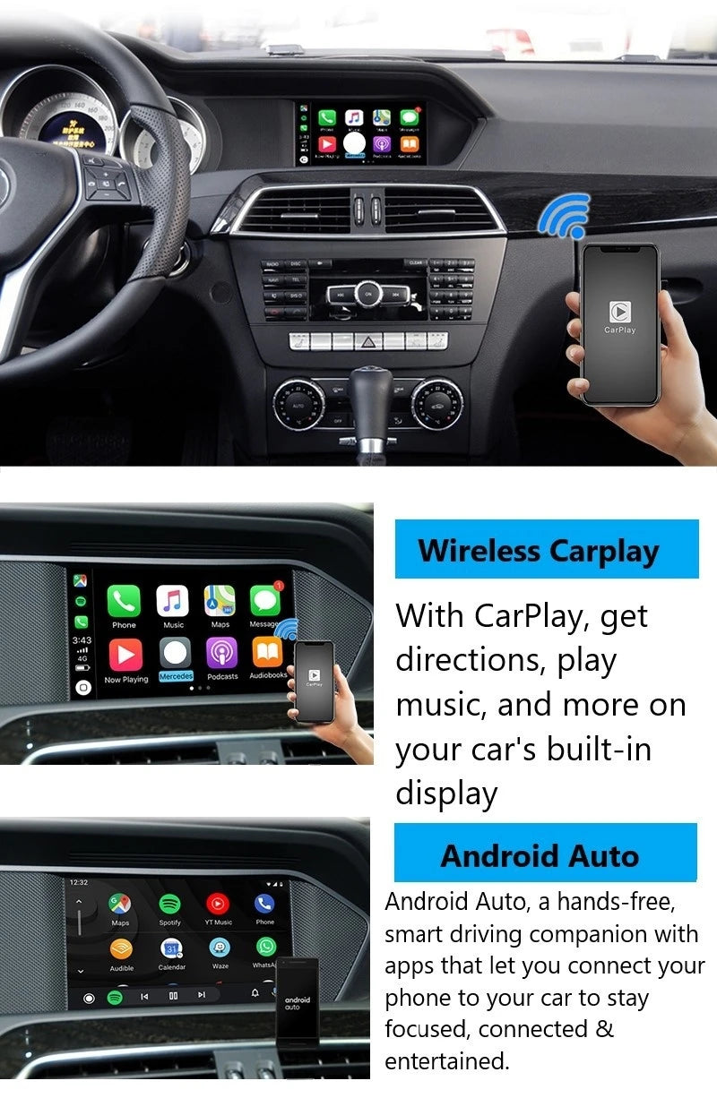 IManAuto Wireless CarPlay Adapter Module for Mercedes Benz A B C CLS GLA GLK SLK ML GL NTG4.5/4.7 NTG5.0 System Android Auto