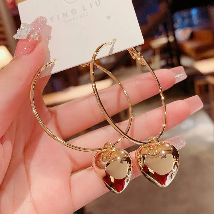 Big Circle Hoop Earrings — Gold Tone C-Shaped Statement Hoops