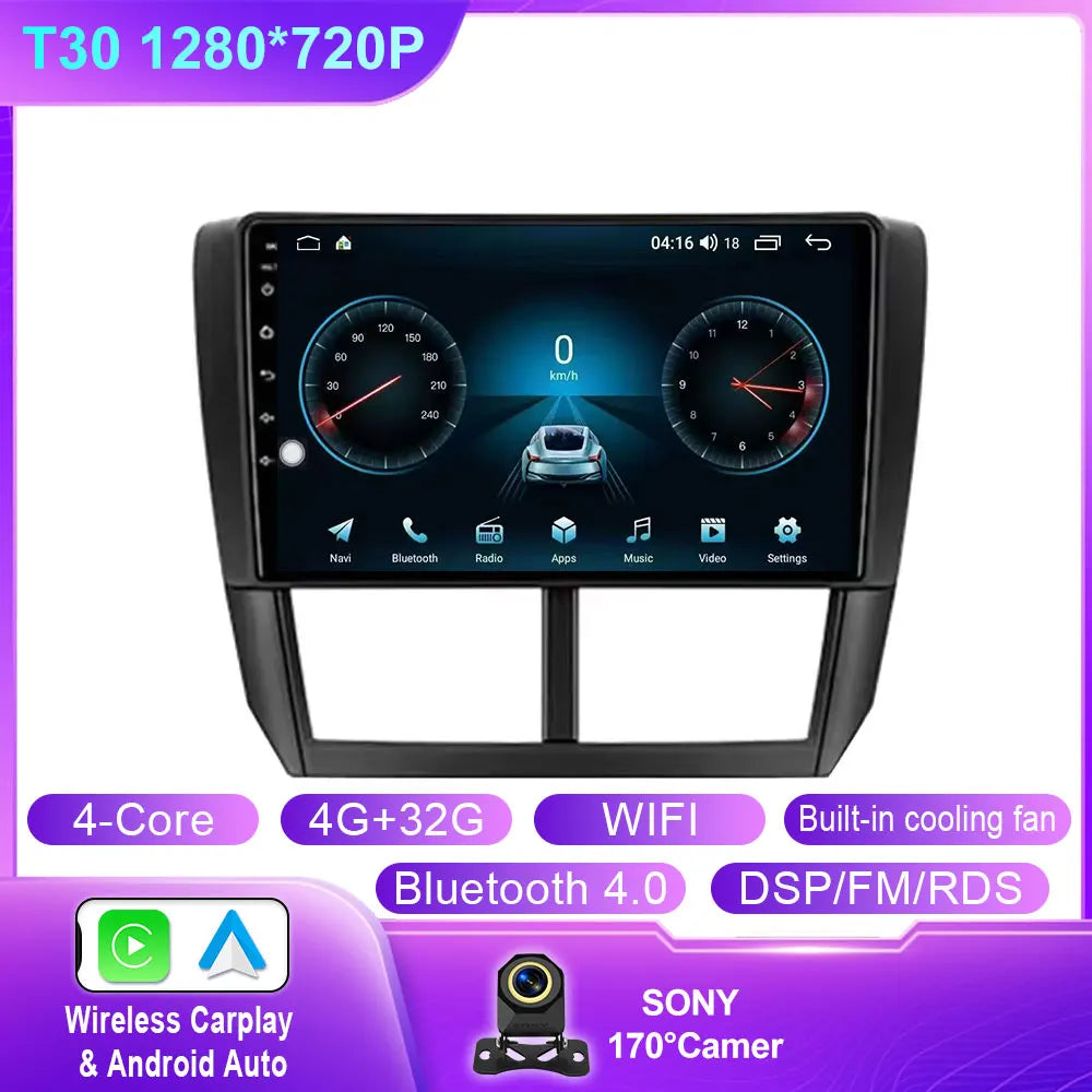 9" Android Car Stereo for Subaru Impreza GH/GE (2007–2011) — Wireless CarPlay, Android Auto, GPS, 4G, WiFi