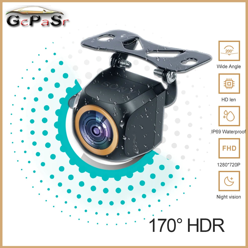 AHD 1080p Car Reversing Camera — 200° Fisheye Lens, HDR Night Vision, Front/Rear Mount