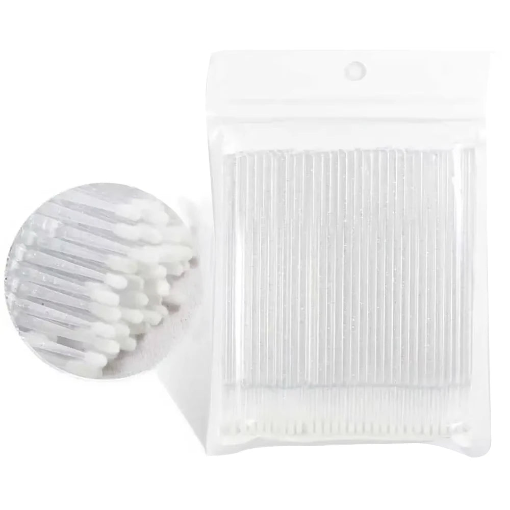 MMAlto 100pcs Eyelash Cleaning Microbrushes – Micro Cotton Swab Makeup Remover & Lash Extension Cleaning Tool | 14 Colors