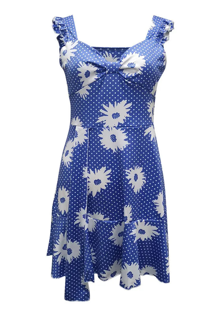 2026 Cross border New European and American Summer Printed Strap Dress Flower Dress Strap Dress Women