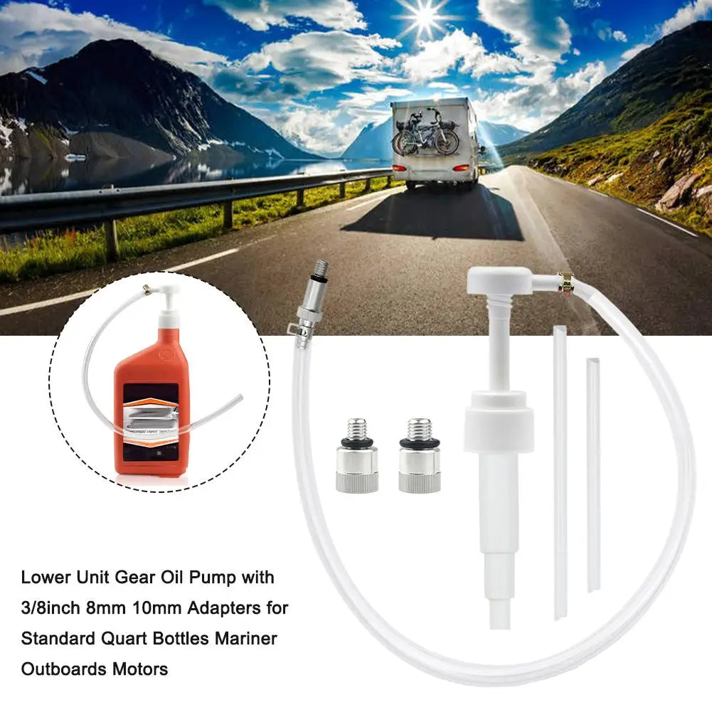 Universal Lower Unit Gear Oil Pump With 3/8" Metal Swivel Head For Standard Quart Bottles and Most Marine Boat Outboard Motors