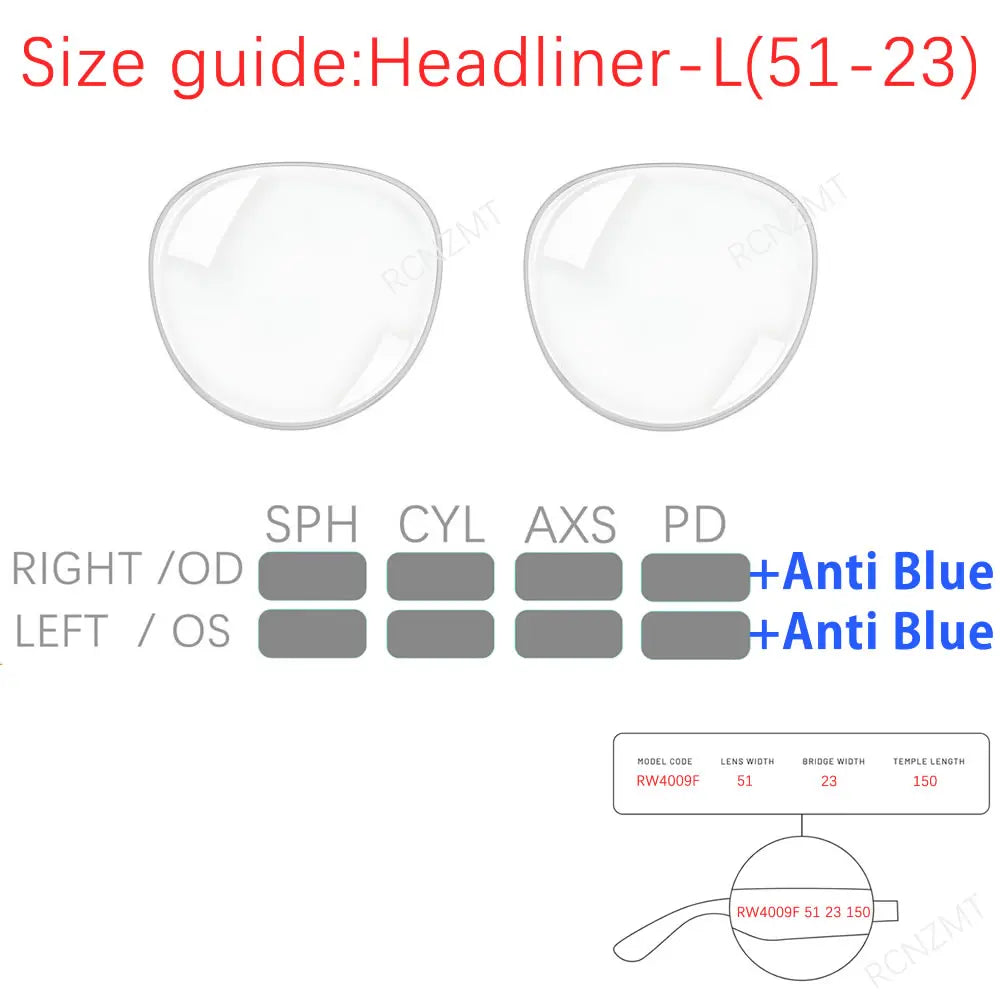 For Ray Ban Meta Lens Replacement Transitions RW4006/4008 Wayfarer Headliner Anti Blue Prescription Lenses Accessories