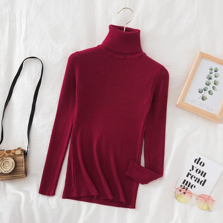 Women's Soft Turtleneck Sweater — Cotton Blend Knit