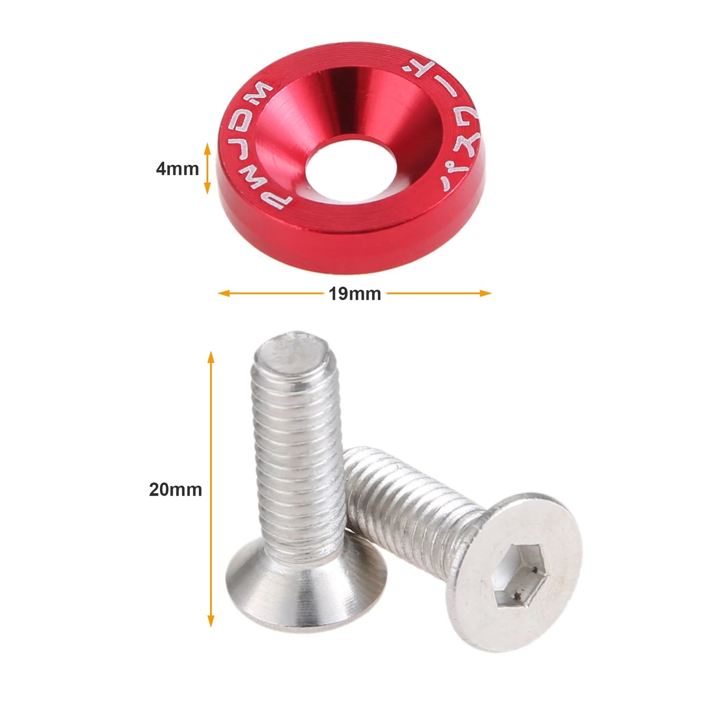 M6 Anodized Aluminum Fender Screw Washers Bolts for Automobile Fender Headlight Bumper Car Modified Fasteners Aluminum