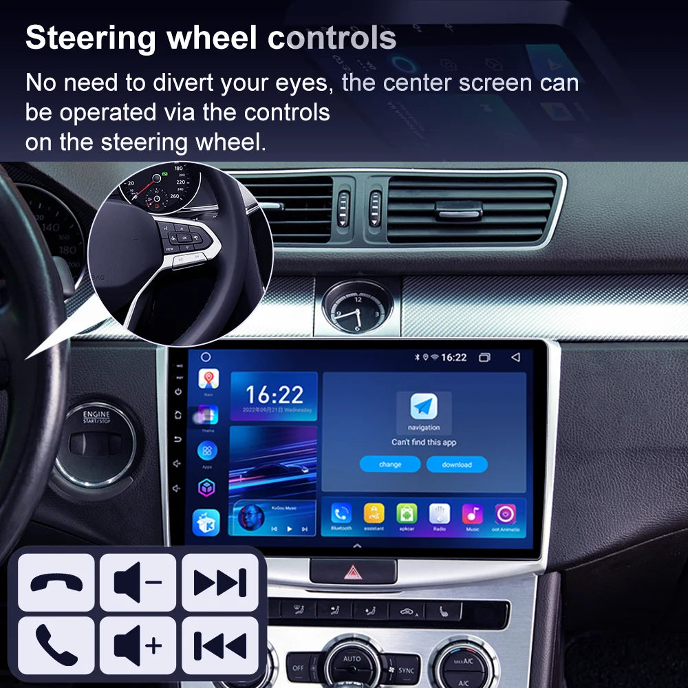 Car Stereo with Apple CarPlay & Android Auto, Compatible with VW Passat B6 B7 & CC