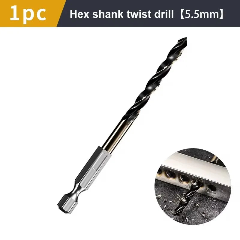 1.5-7.5mm Hex Shank Twist Drill Bit Wood Metal Hole Cutter Core Drilling Tool Cobalt Carbide Tip Flat Drill Bits HSS