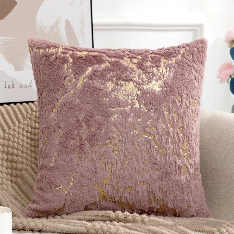 Plush Faux Fur Cushion Cover 43x43cm - Golden Fur Decorative Pillow Case - photo 20