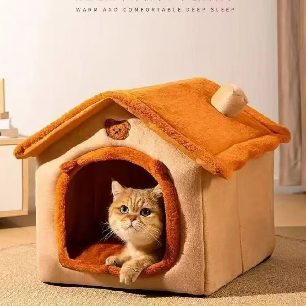 All-Season House-Style Pet Bed — Removable Washable Bed for Small Dogs & Cats