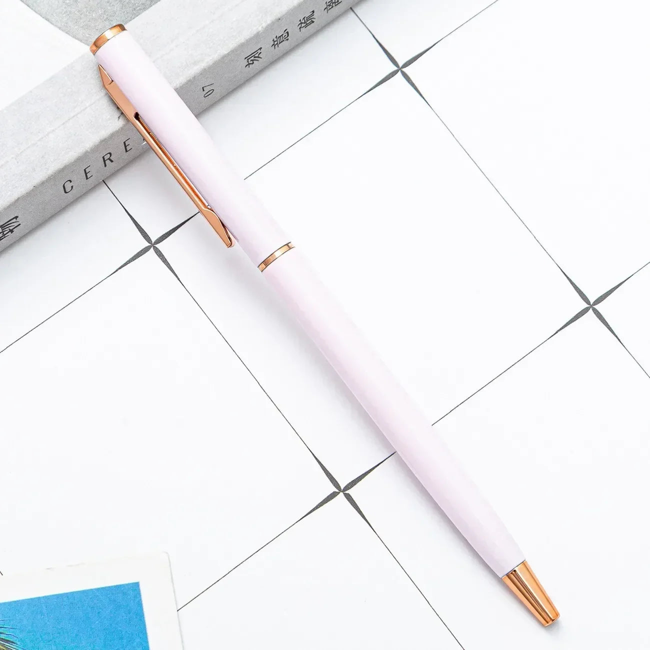 20-200 Pens New Slim Metal Ballpoint Pens Rose Gold Custom Logo Advertising Lettering Engraved Name School Office Supplies Gifts