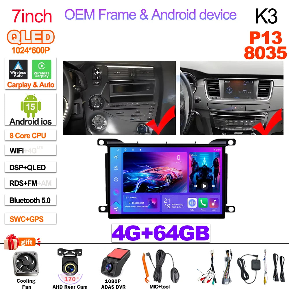 7'' Android 16 For Citroen DS 5 DS5 508 2011 2014 2015 - 2018 Head Unit Carplay Autoradio 4G Car Radio Multimedia Player Screen