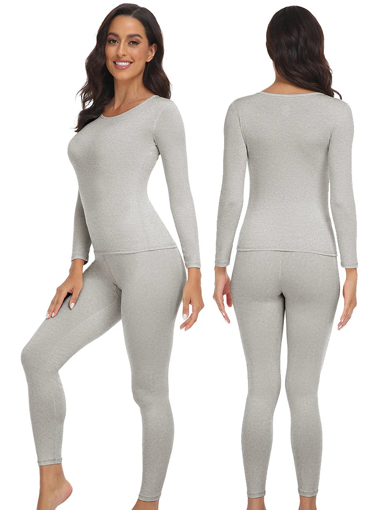 Women's Fleece Lined Long Johns - Thermal Top and Bottom 2-Piece Set - photo 11