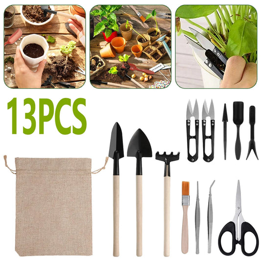 13-Piece Mini Garden Tool Set – Shovel, Rake & Bonsai Tools for Succulents & Potted Plants