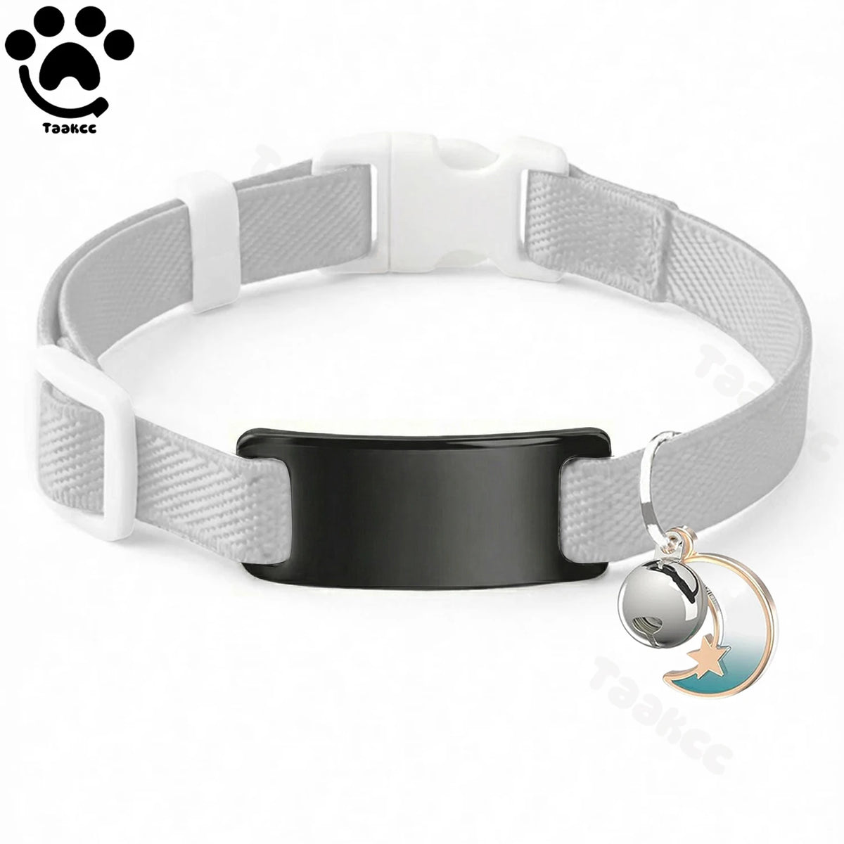Customized Fashion Elastic Cat Collar Free Engraved Puppy Kitten Anti-lost Pet ID Nameplate Necklace With Bell & Moon Ornament