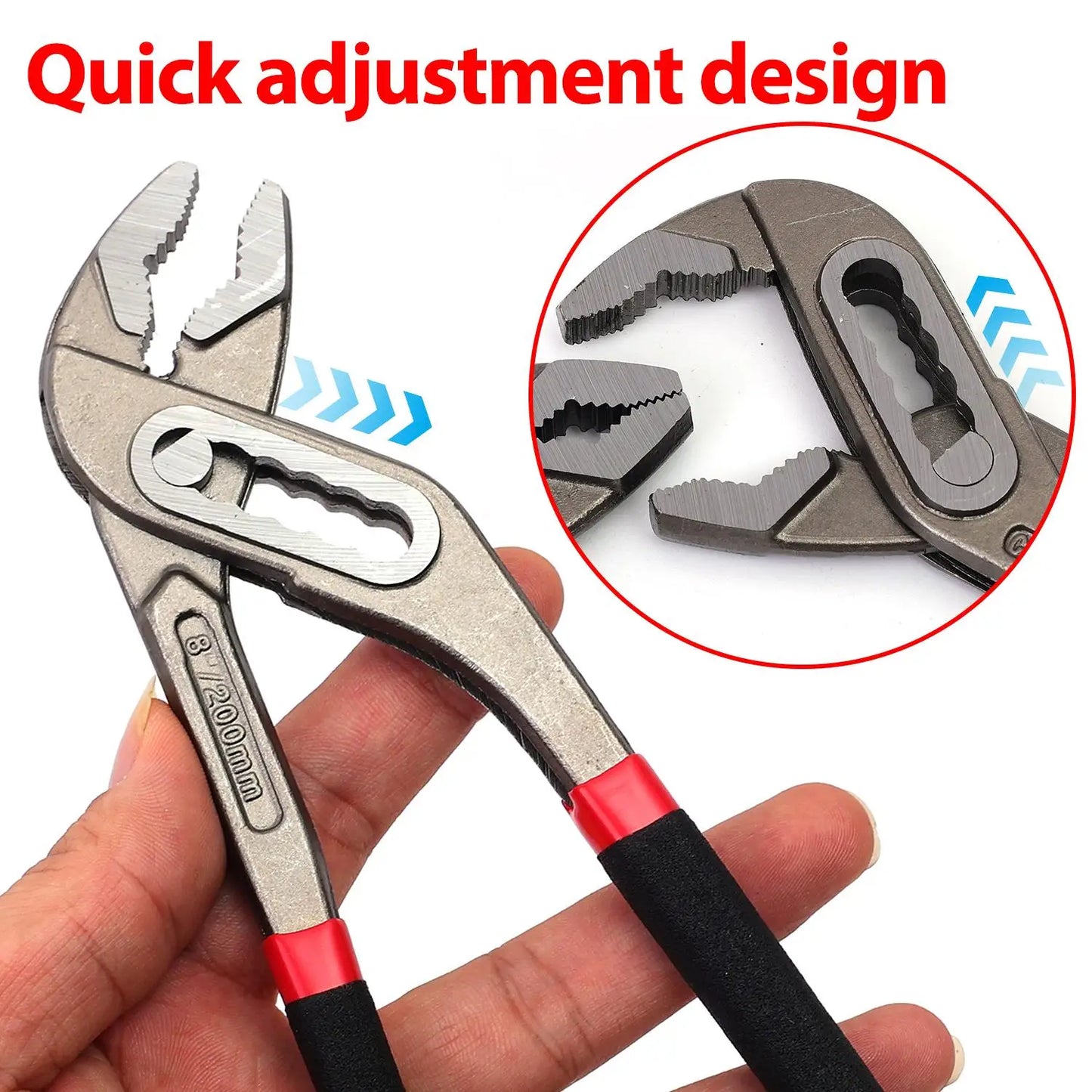 8Inch Multi-functi Water Pump Pliers Quick-Release Plumbing Pliers Pipe Wrench Adjustable Water Pipe Clamp Pliers Manual Tools