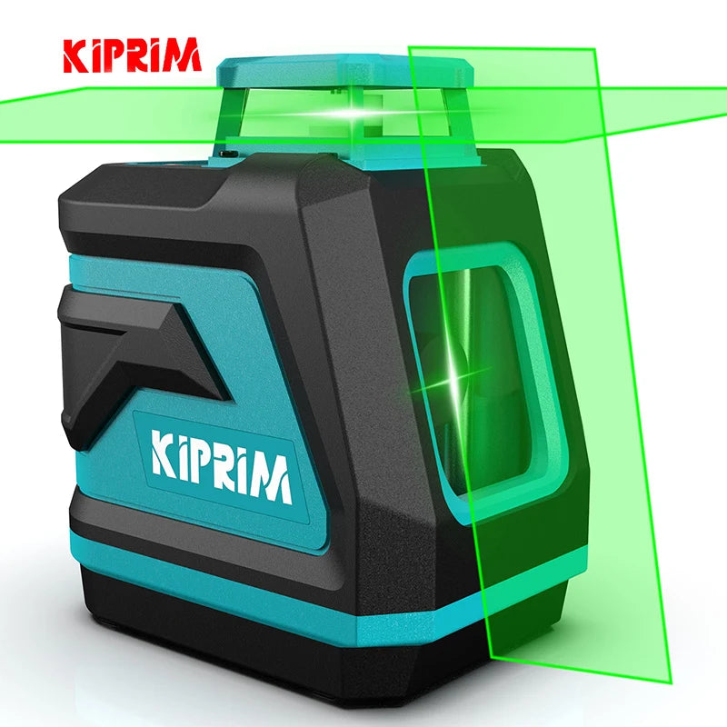 Kiprim Laser Level 2/5 Lines 360° – Automatic Self-Leveling Green Light Cross Laser for Construction