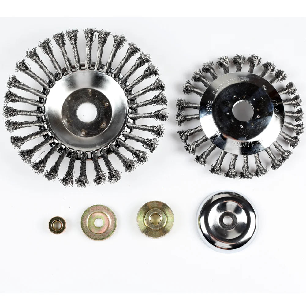 Upgraded 6/8 inch weed brush cutter head lawn mower universal lawn mower head wire wheel brush garden trimmer head