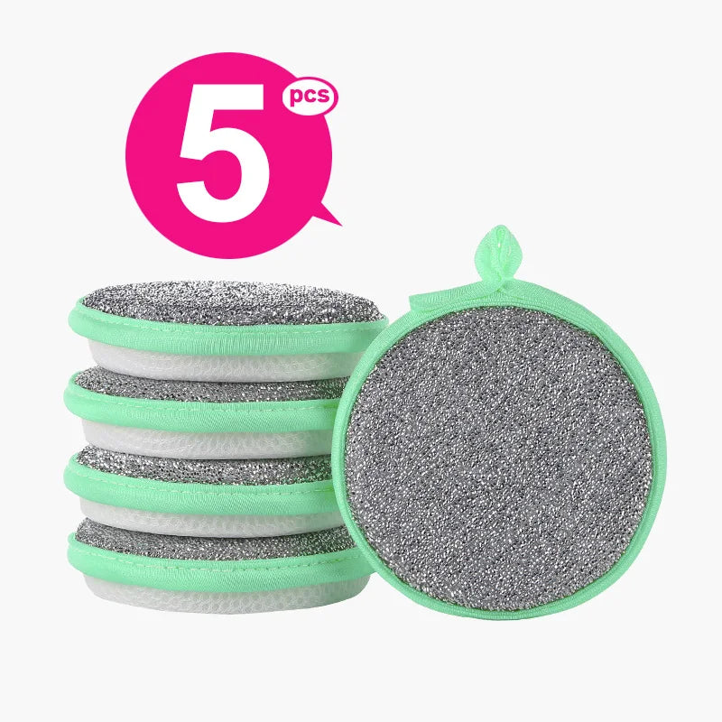 Kitchen Double-Sided Dishwashing Sponge Reusable Brushing Pots Wipes Pans Cleaning Cloth Home Grease Removal Dishwashing Cloth