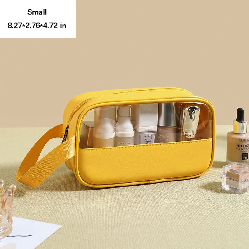 Portable Toiletry Bags with Handle, Translucent Waterproof travel Make up Bags for Women, Large Capacity Travel Cosmetic Bags