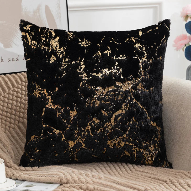 Plush Faux Fur Cushion Cover 43x43cm - Golden Fur Decorative Pillow Case - photo 4