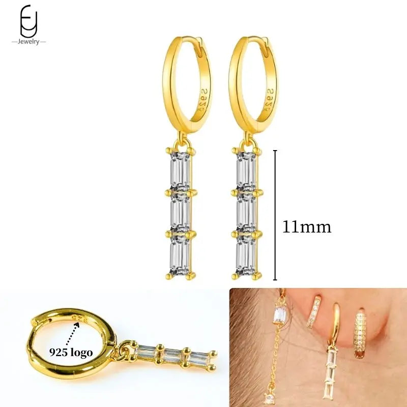 925 Sterling Silver Crystal Drop Earrings for Women - Heart & Flower Studs