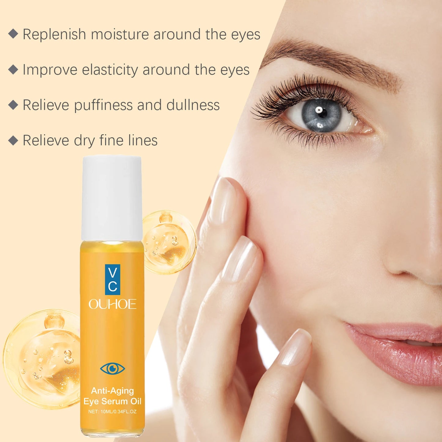 Anti Aging Eye Serum Oil Brightening Firming Fade Fine Lines Remove Puffiness Dark Circles Hydrating Smooth VC Eye Essence Oil