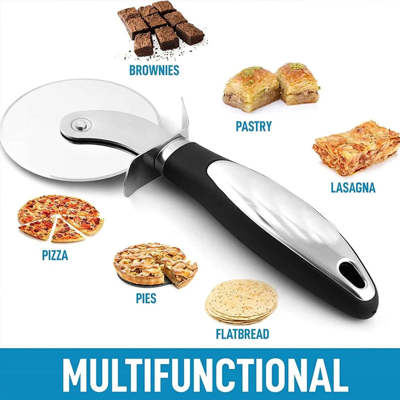Rolling Pizza Cutter Tool,3 Inch Diameter Sharp Blade,Non-Slip Ergonomic Handle,Finger Protection Design,for Home&Commercial Use