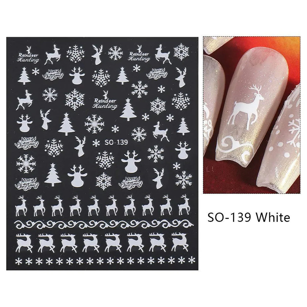 New Winter Snowflake Nail Stickers, White Snow Christmas New Year Self-Adhesive Nail Decals, DIY Nail Art Decor