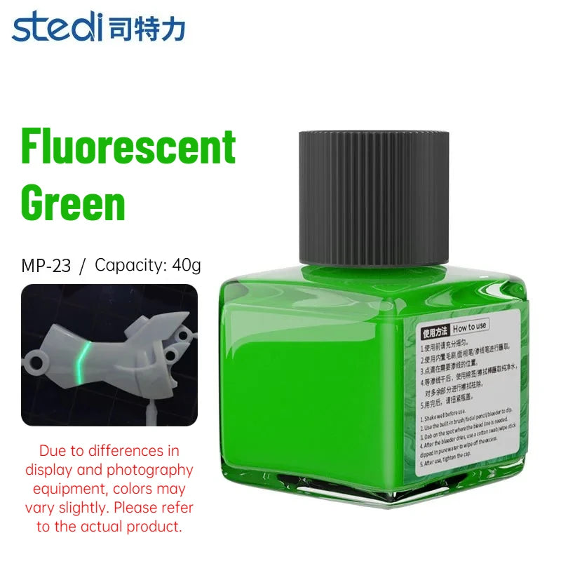 Stedi MP-20~MP-29 Fluorescent Panel Line Acrylic Paint 40g for Model Building Fluorescent Ink Panel Line Accent Color Assembly
