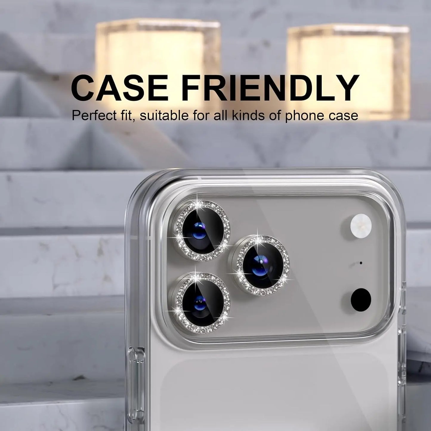 Bling Glitter Diamond Metal Frame Camera Protector For IPhone 17 Pro Max Air 17Pro Alloy Lens Tempered Glass Film Ring Cover Cap