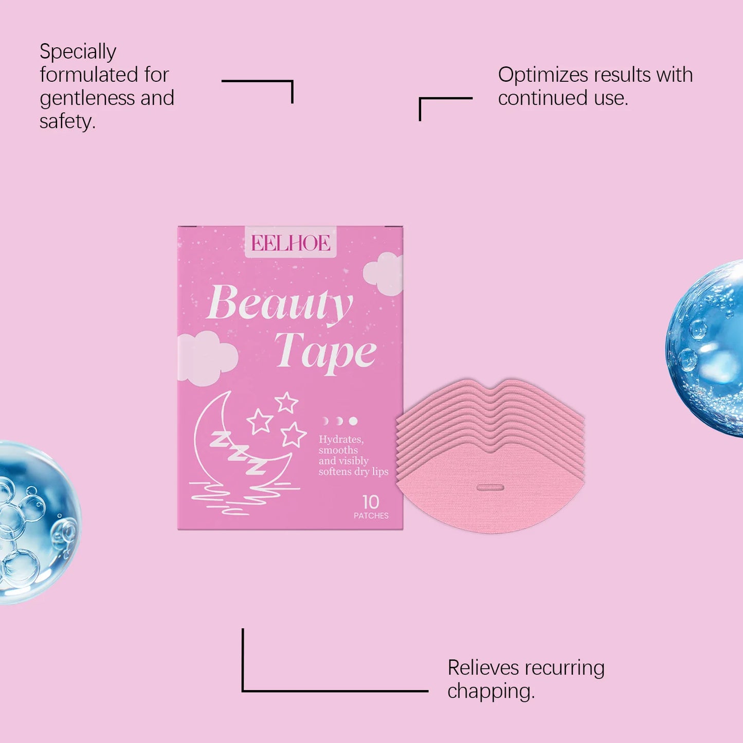 Nighttime Lip Care Lip Mask Patch- Deeply Moisture Surge,Smooths Lip Lines & 3D Contoured Fit,Anti-Chapping, Smooth Fine Lines