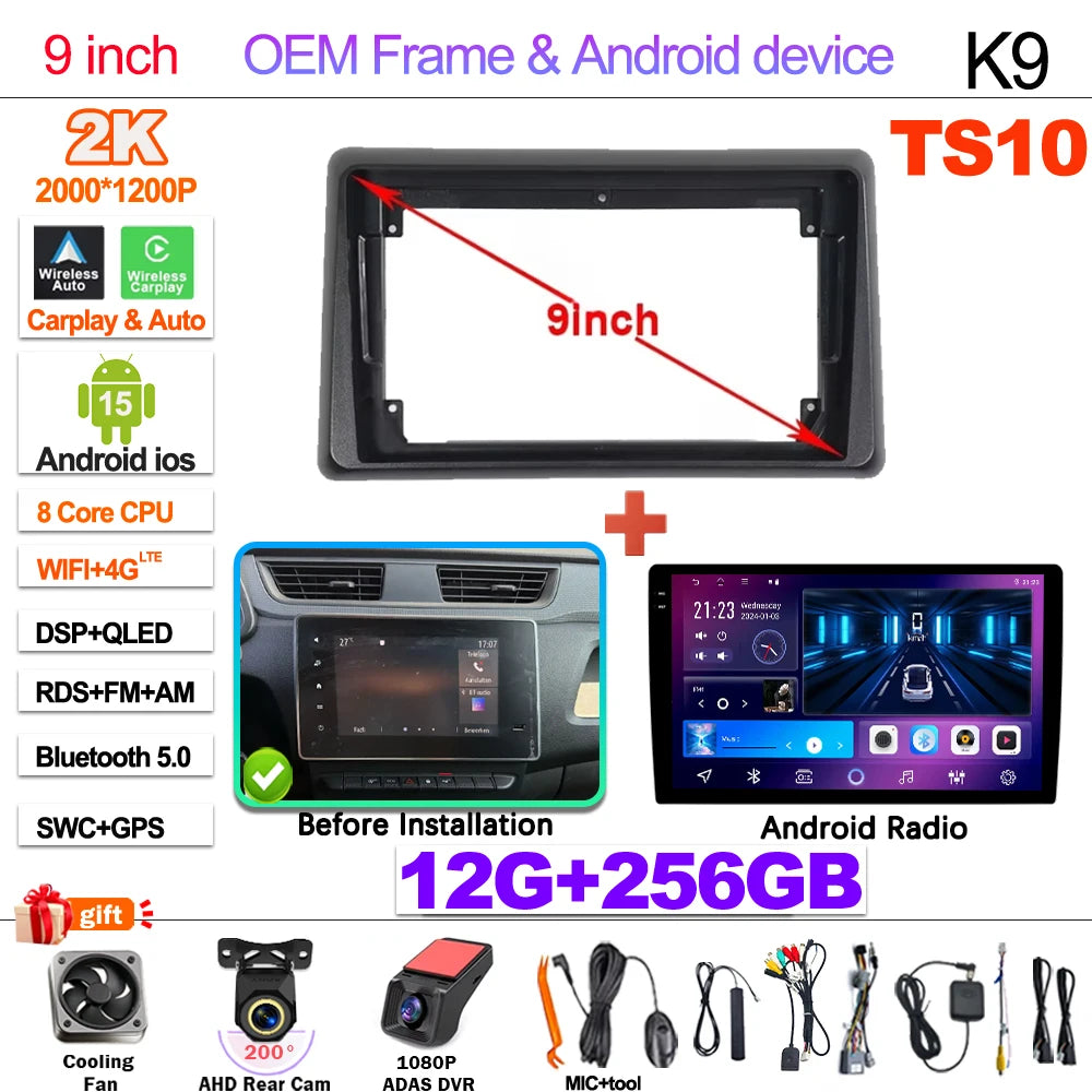 Android Car Stereo for Renault Express (2021–2022) — Wireless CarPlay, Android Auto, GPS, 5G WiFi