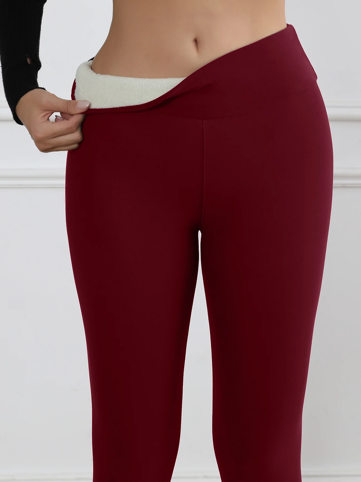 Women's Fleece Lined Flared Leggings - High Waist Thermal Pants - photo 12