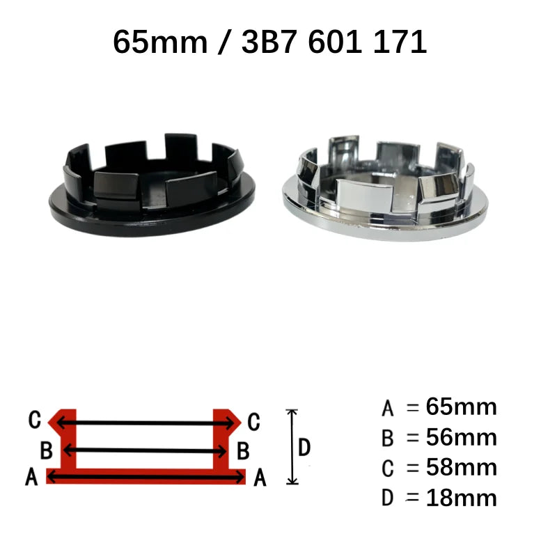 4 Pcs / Set No Logo Blank Base 65mm Black or Silver Wheel Center Caps For 6.5cm Hub Cover Car Styling Auto Exterior Accessories