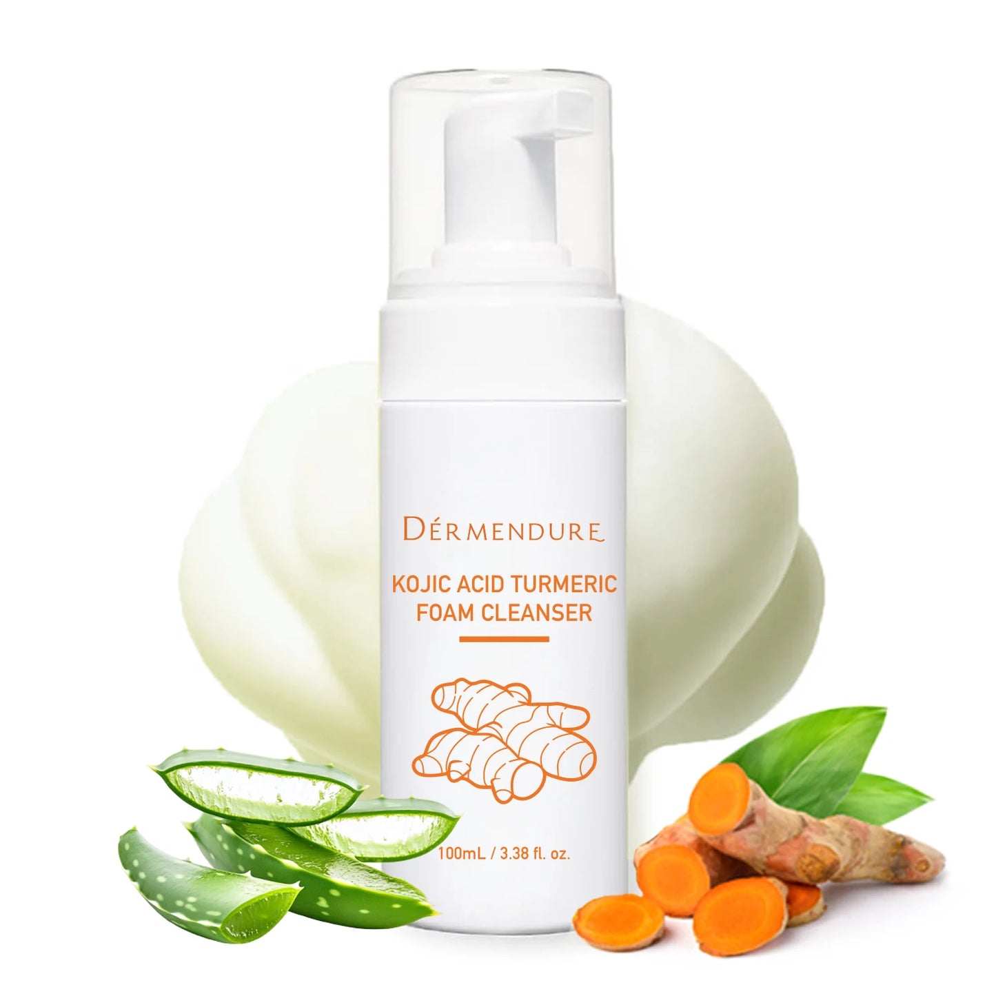 Turmeric Kojic Acid Amino Acids Foam Cleanser – Gentle Cleansing, Face & Body Brightening, for Dark Spots, Uneven Skin Tone