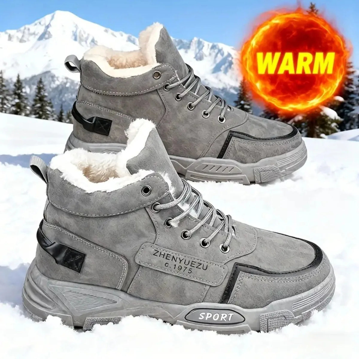 Men's Snow Boots, Fleece-Lined for Warmth, Wear-Resistant and Non-Slip, Lightweight and Breathable, Soft and Comfortable,