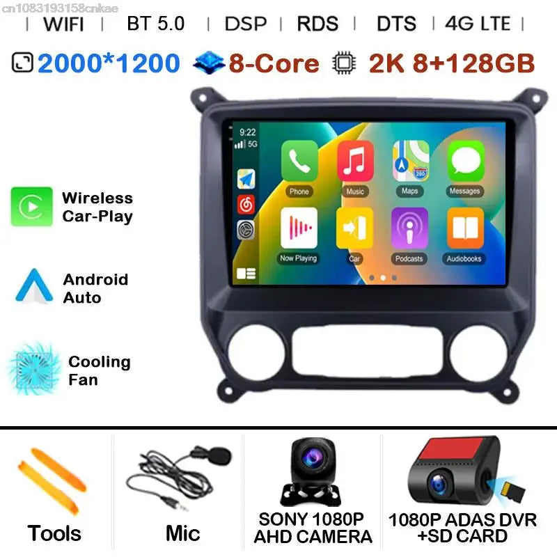 Car Radio Android 15 For Chevrolet Colorado 2014 - 2018 For Silverado GMC Sierra VIA Vtrux Truck 2014 - 2018 Carplay Stereo Auto