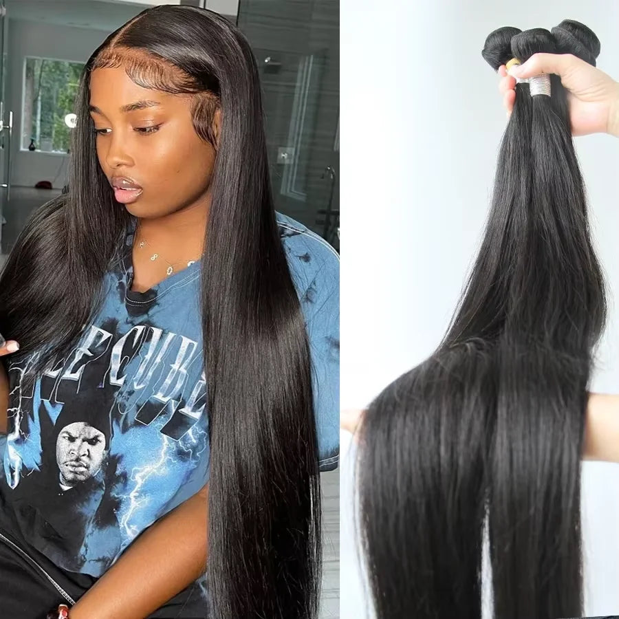 Peruvian Raw Human Hair Bundles 30 Inch Straight 3 4 Bundles Virgin Remy Hair Weft Extensions Women Sew In quickly Weave Bundles