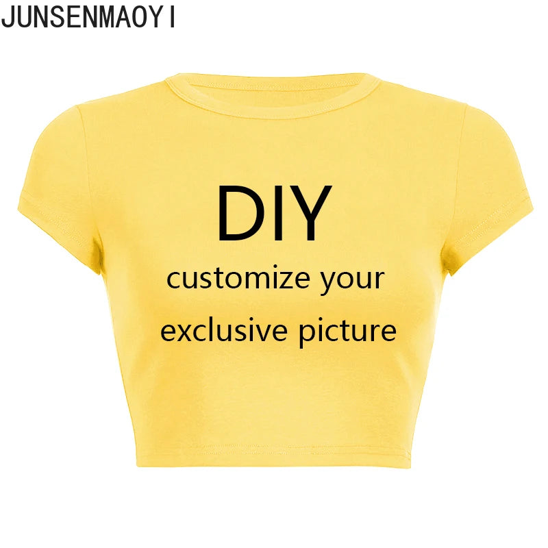 2026 New Summer Short Sleeve O Neck Your Exclusive DIY Print Pattern Customize Cropped Navel Women Crop Tops Fashion T-Shirt