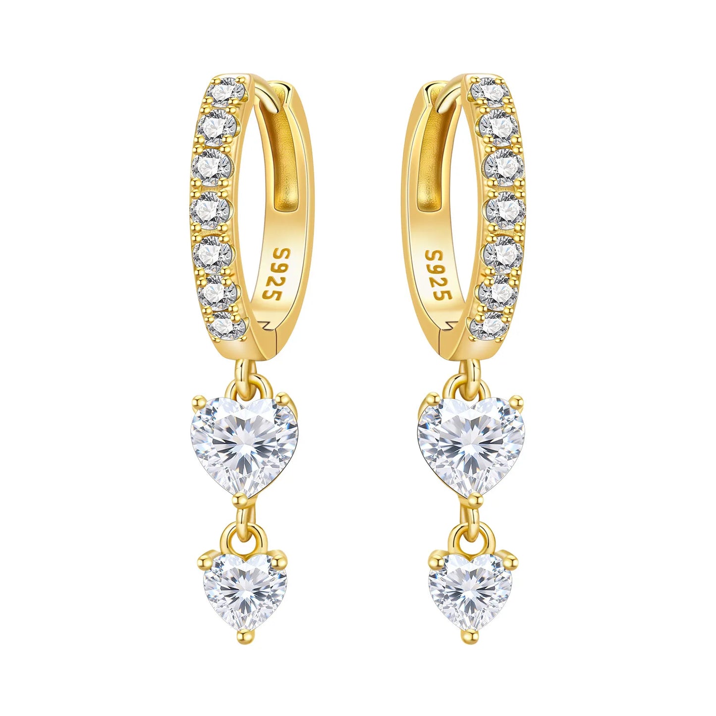 Original 2026 S925 Sterling Silver Zircon 18K Gold Lining Vintage Hoop Earrings for Women Birthday Party Wedding Gift Jewellery