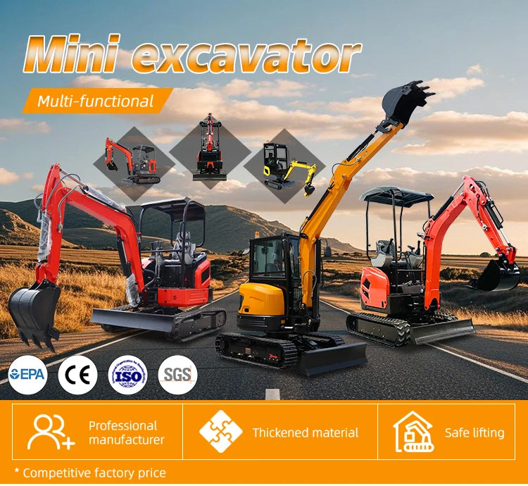 3.5 Ton Mini Excavator, Hydraulic Diesel Rubber Crawler Digger