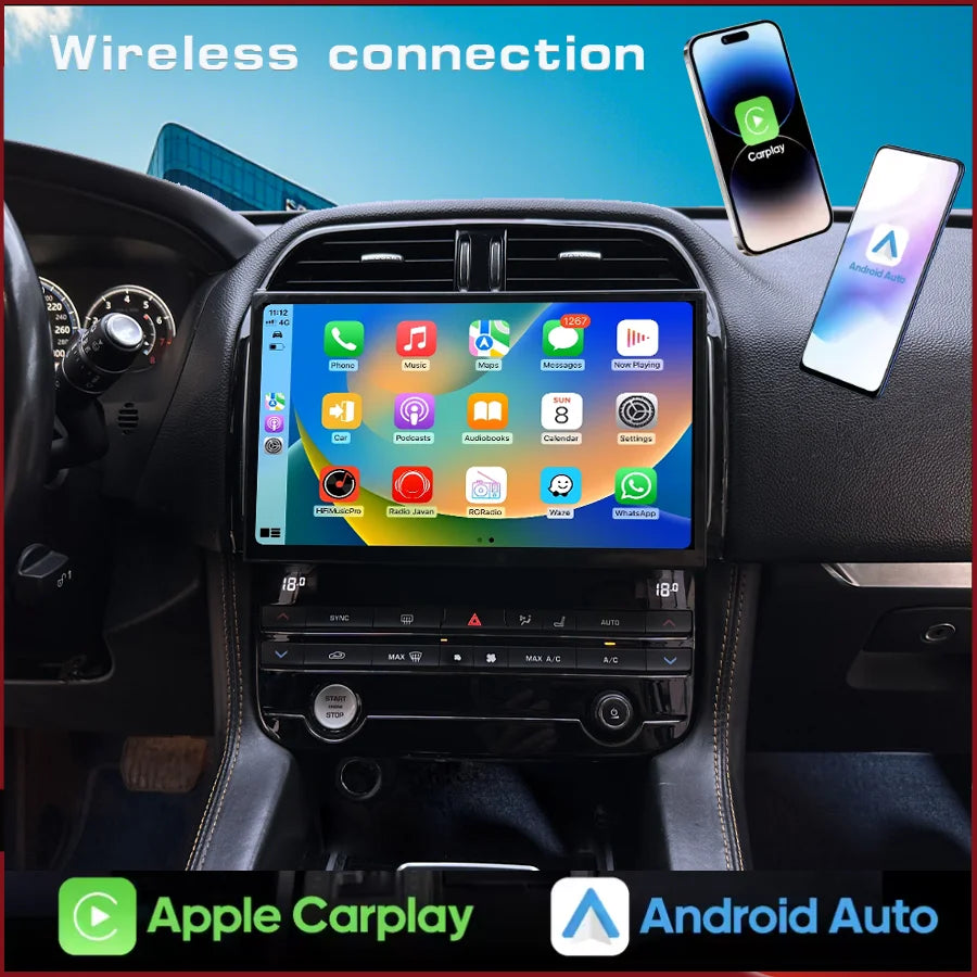 13.3" Car Stereo with Apple CarPlay & Android Auto, Compatible with Jaguar XE, XEL & F-PACE (2016-2019)